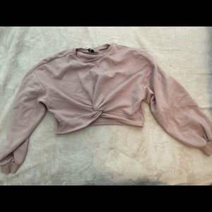 Dusty pink cropped twist sweater